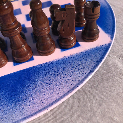 Vinyl Chess Set - Vintage Pink Blue