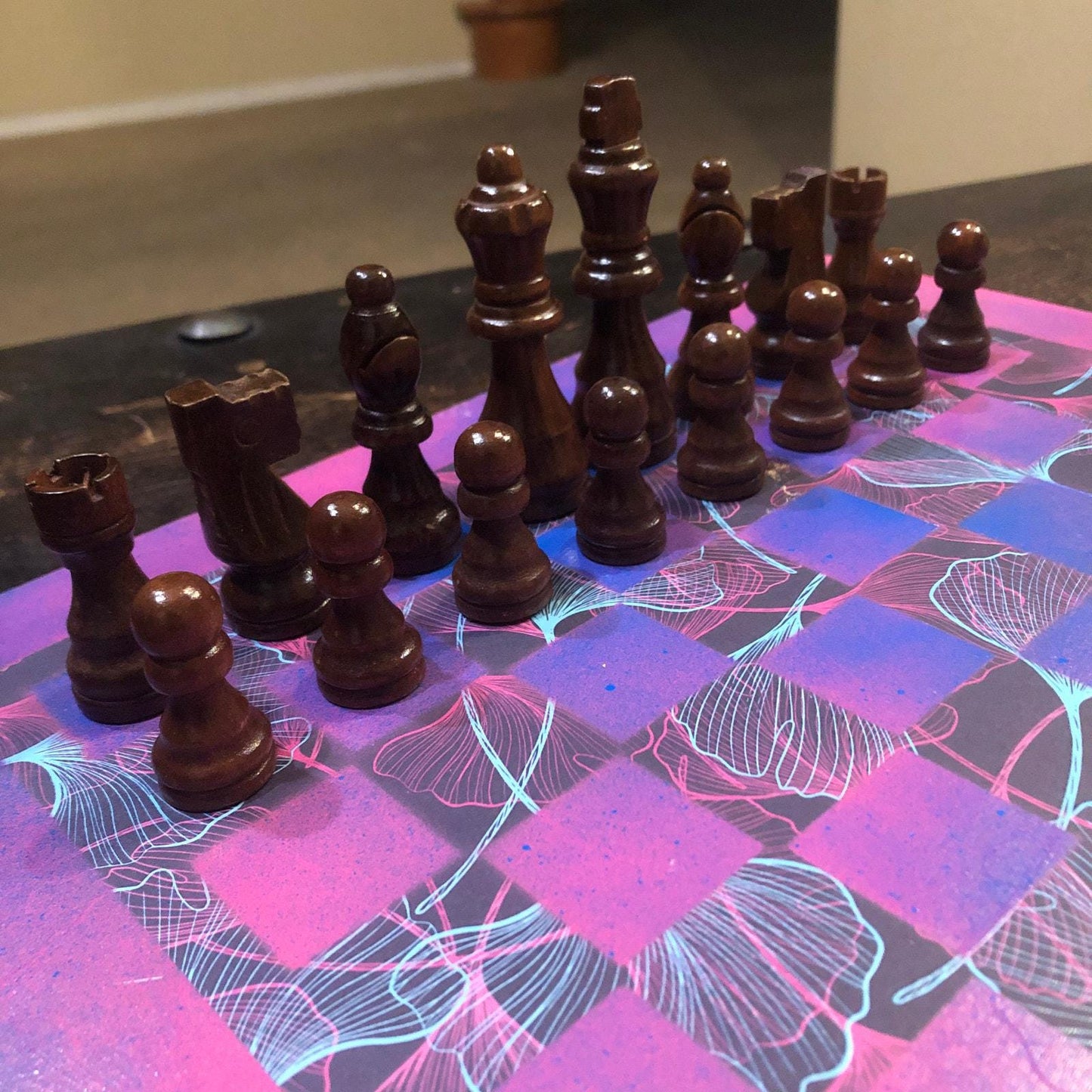 Scrapbook Chess Set - Vibrant Purple Flow