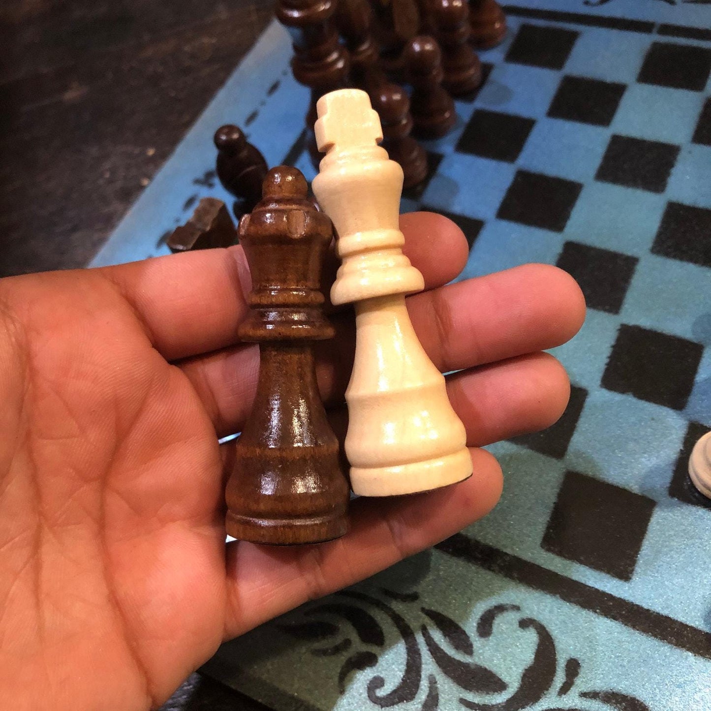 Chess Set - Metallic Blue & Black