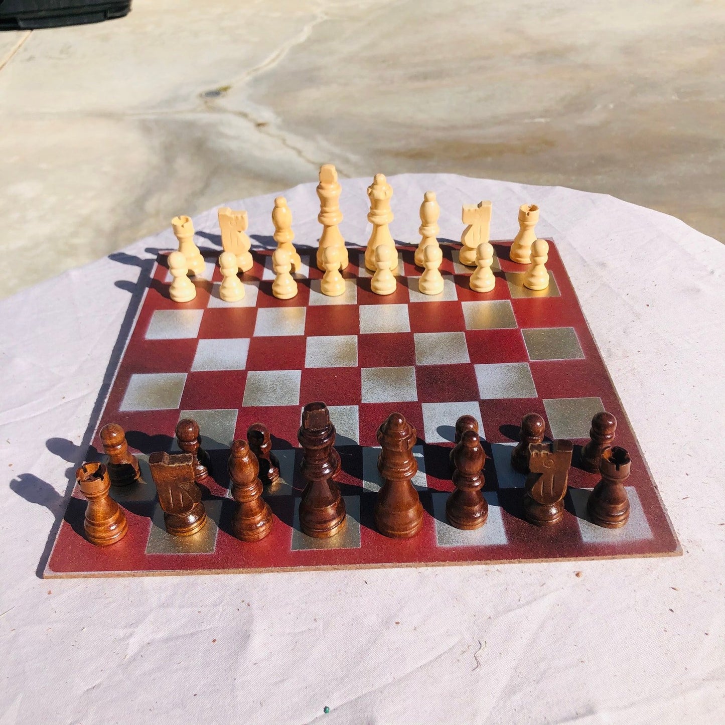 Chess Set - Red Golden Tan