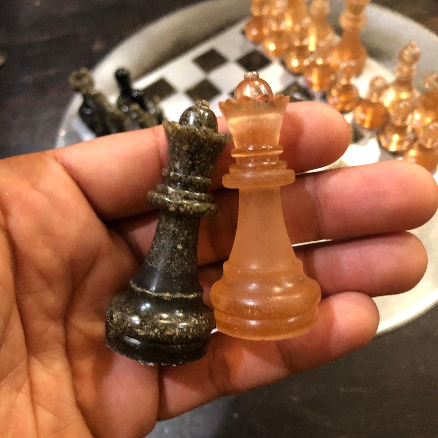 Vinyl Chess Set - Golden Sprinkle (Resin Pieces)