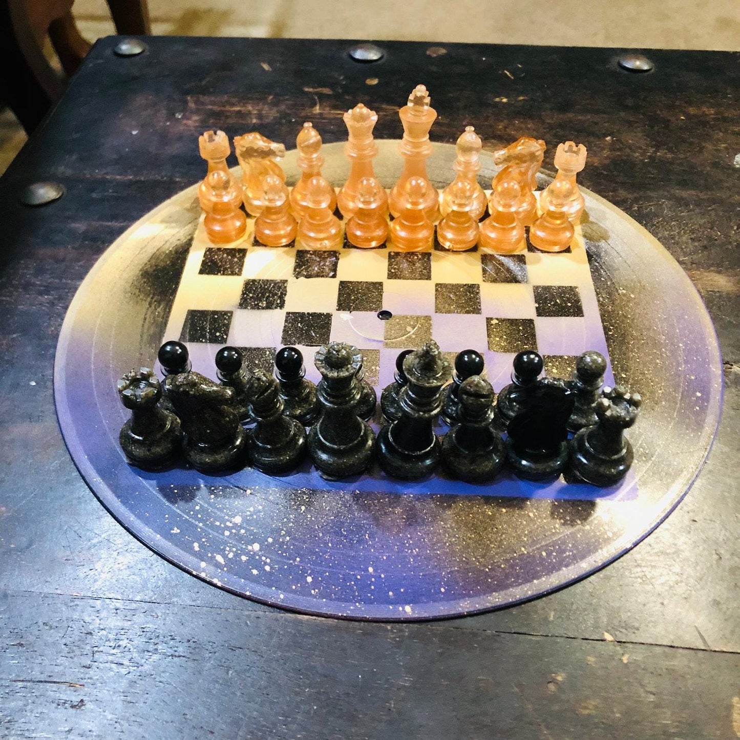 Vinyl Chess Set - Golden Purple (Resin Pieces)