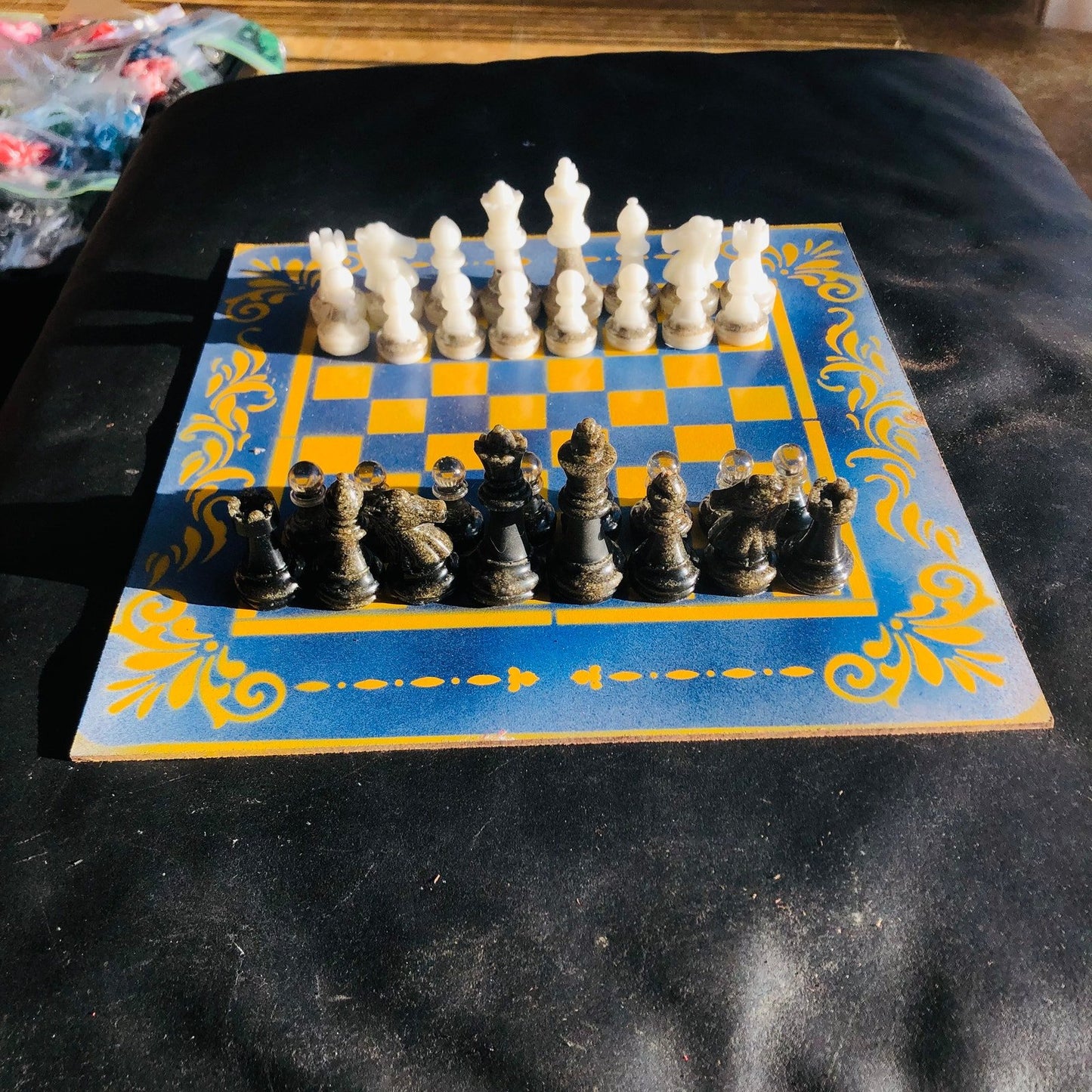 Chess Set - Blue & Yellow Royal