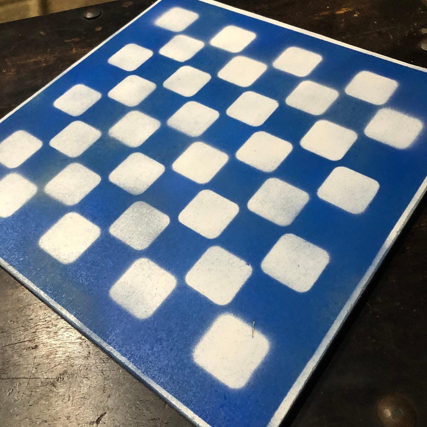 Large Painted Chess Set - Blue & White