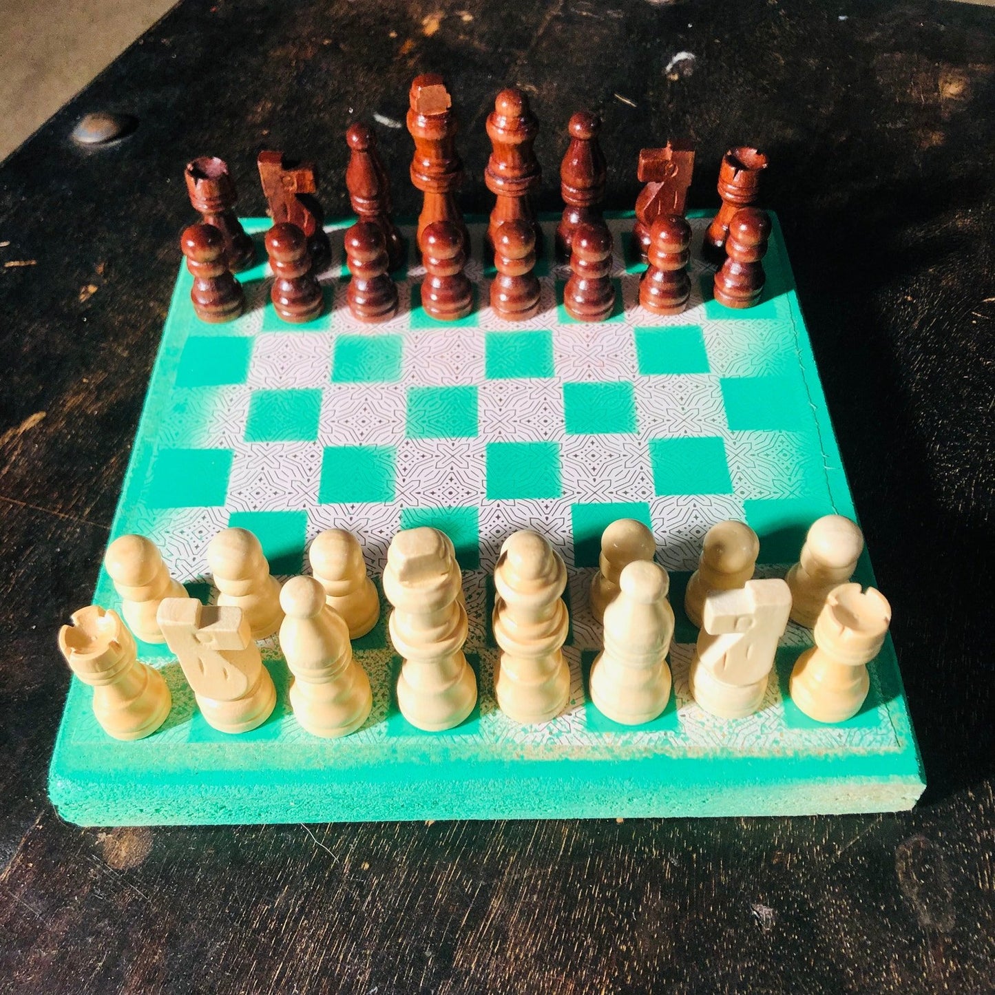 Scrapbook Chess Set - Green Neon