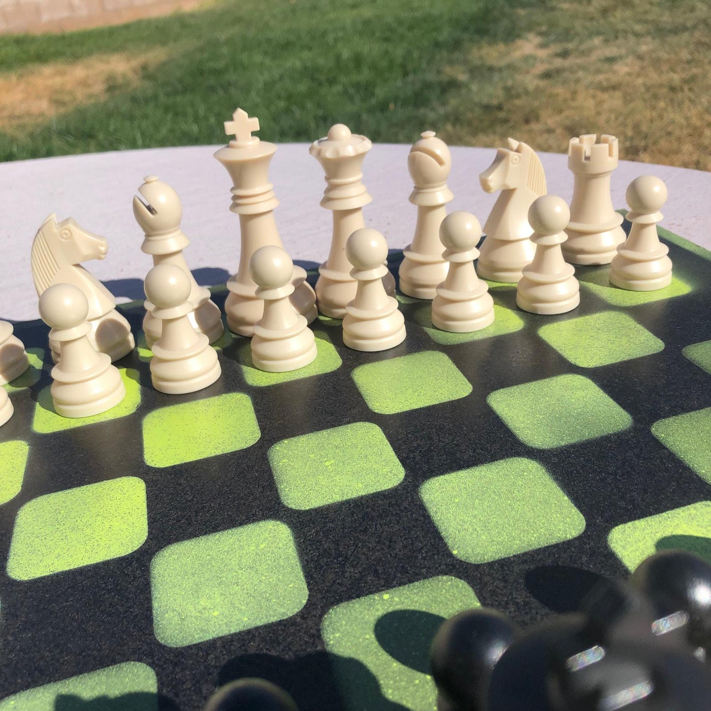 Large Chess Set - Lime Green & Black