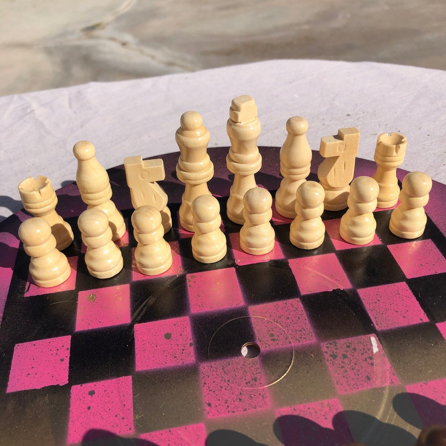 Vinyl Chess Set - Golden Pink