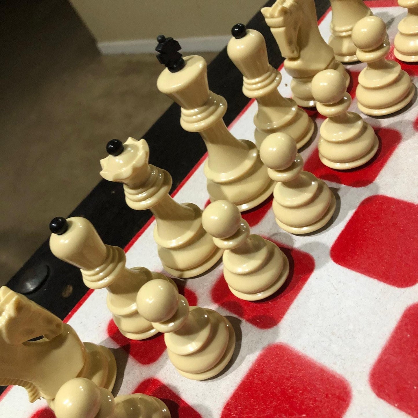 Large Painted Chess Set - White & Red