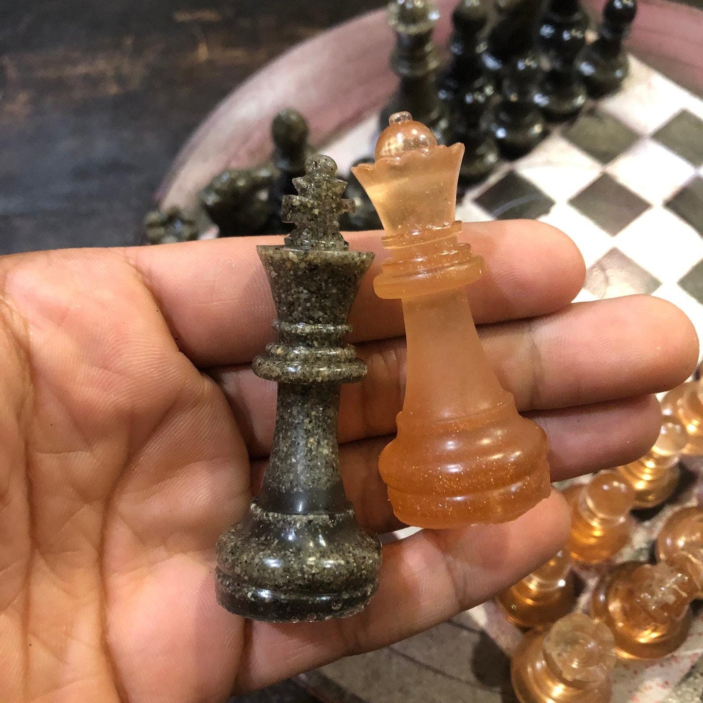 Vinyl Chess Set - Violet Rain (Resin Pieces)