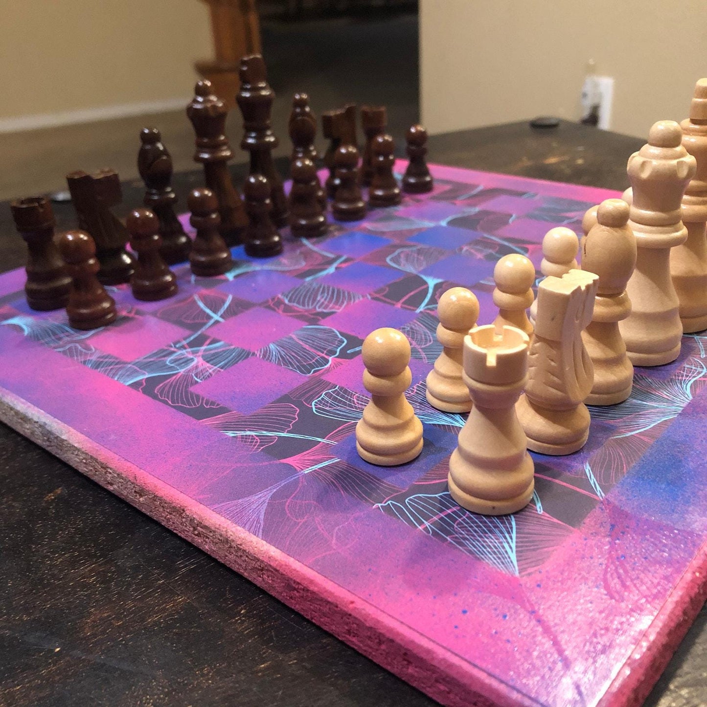 Scrapbook Chess Set - Vibrant Purple Flow