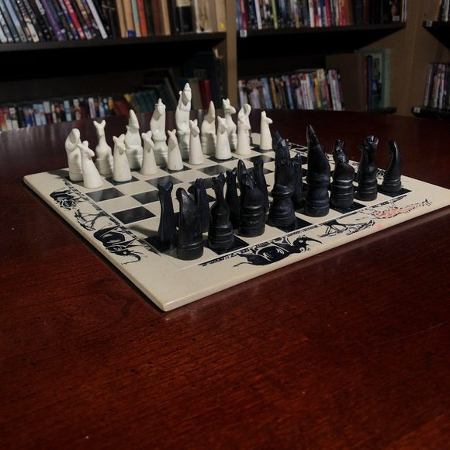 African Vintage Chess Set - White/Black Chess Board