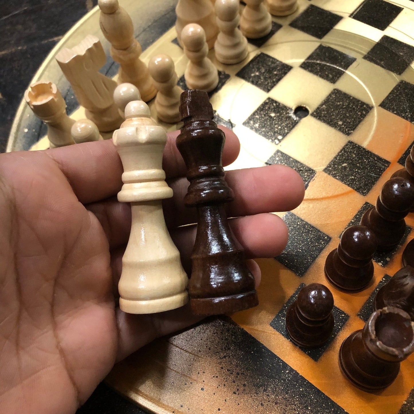 Vinyl Chess Set - Orange Gold & Black