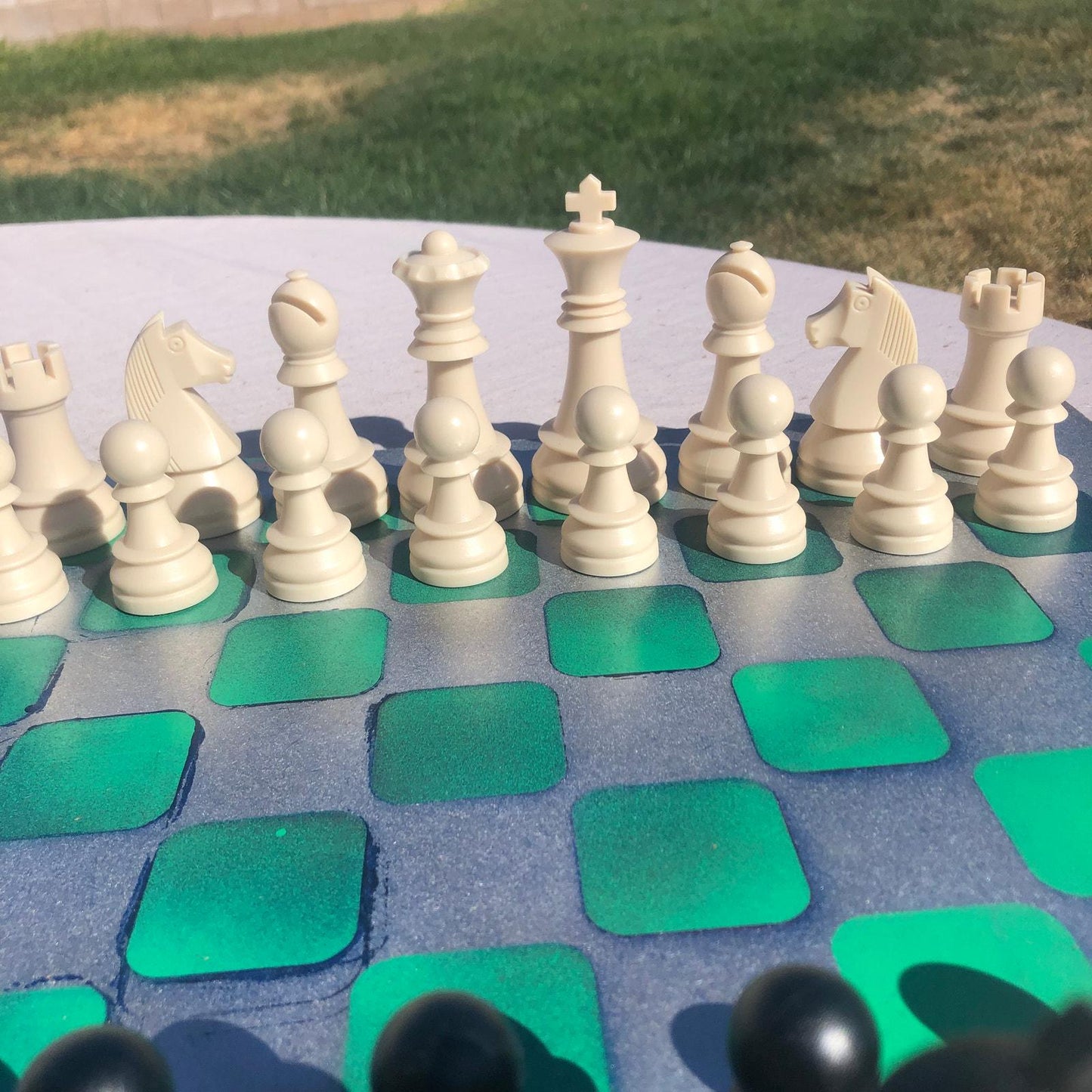 Large Chess Set - Chrome Green