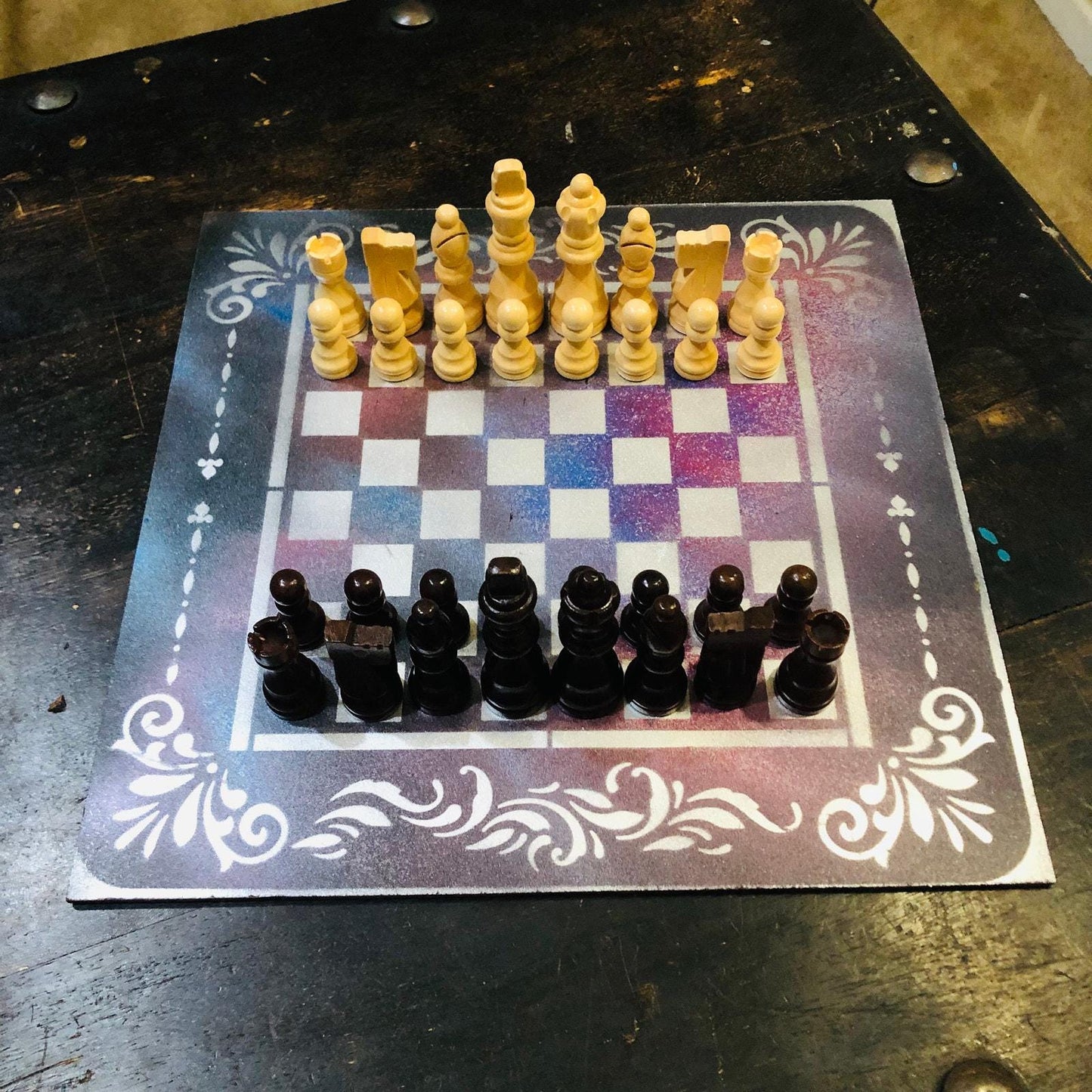 Chess Set - Purple Galaxy Chrome