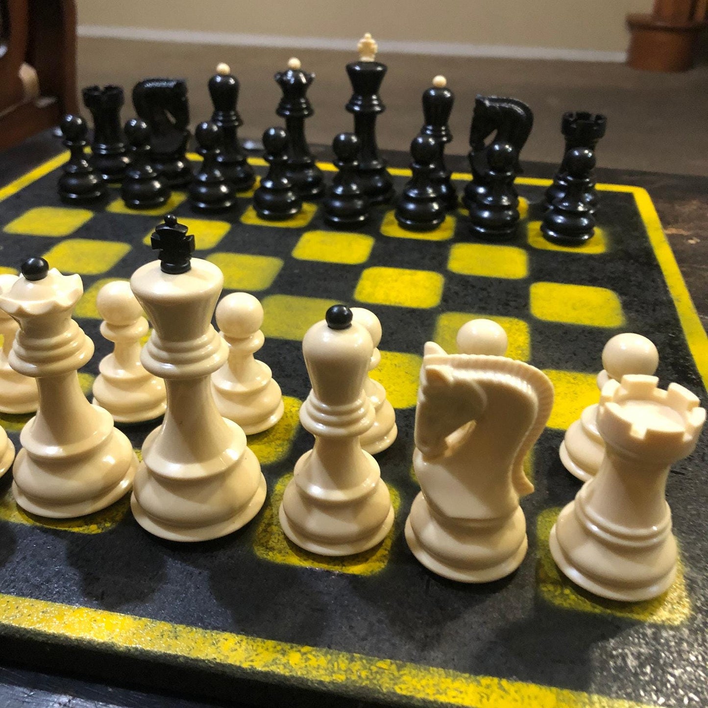 Large Chess Set - Black & Yellow