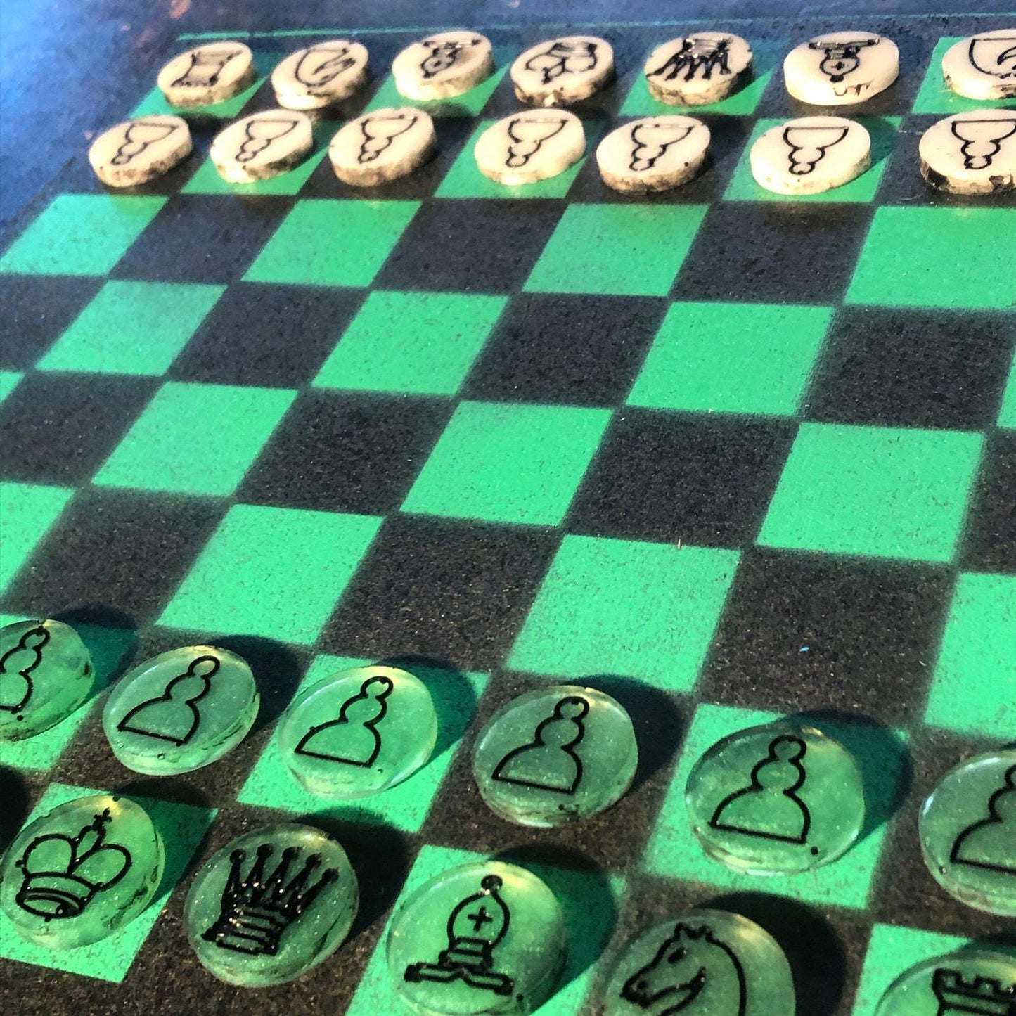 Chess Set - Green & Black (Resin Pieces)