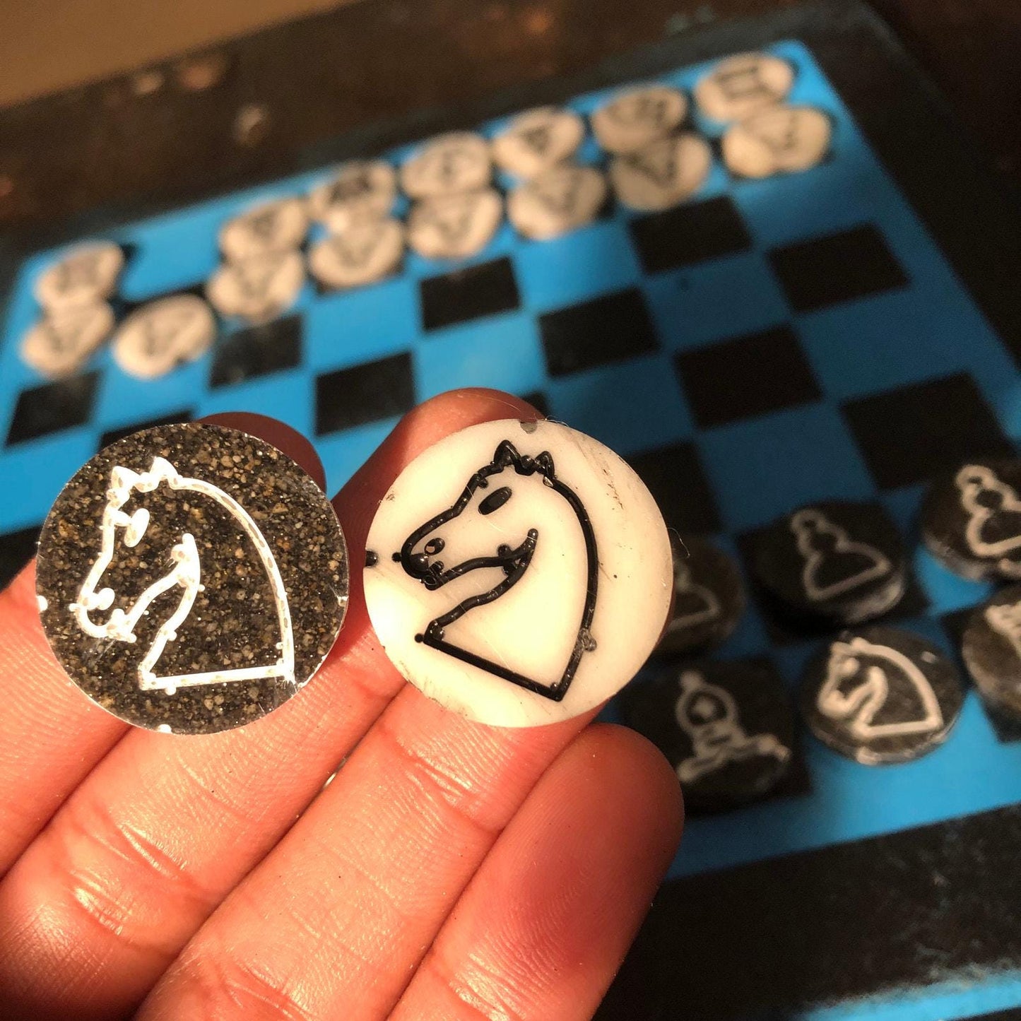 Chess Set - Blue & Black (Resin Pieces)