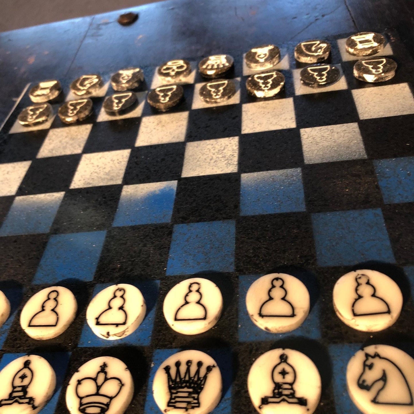 Chess Set - Blue & White (Resin Pieces)