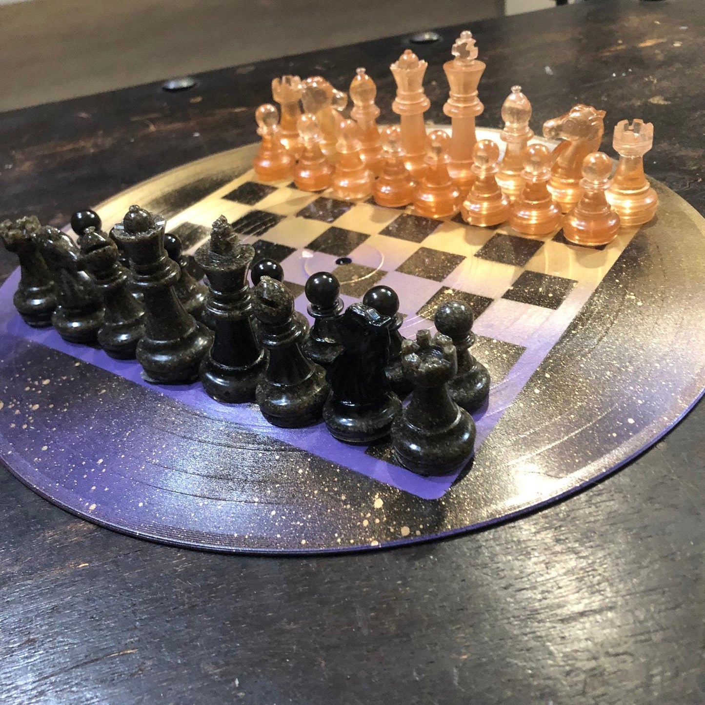 Vinyl Chess Set - Golden Purple (Resin Pieces)