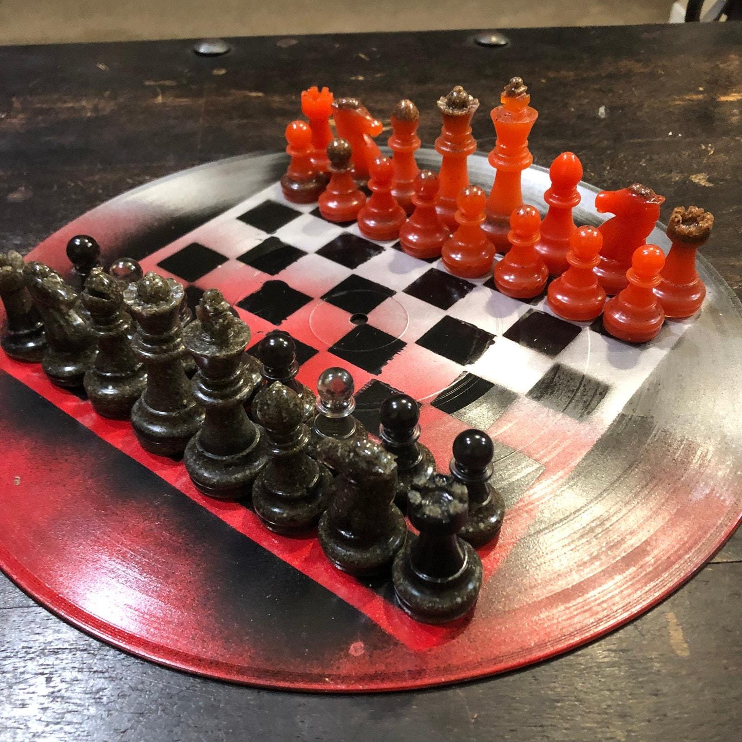 Vinyl Chess Set - Stealth Red (Resin Pieces)