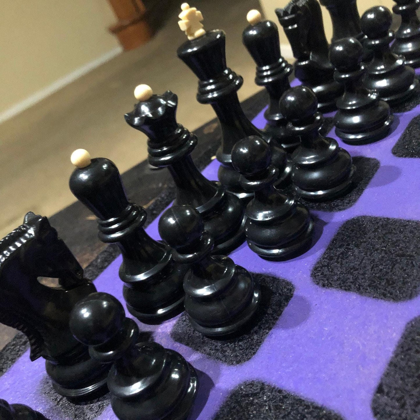 Large Painted Chess Set - Midnight Purple