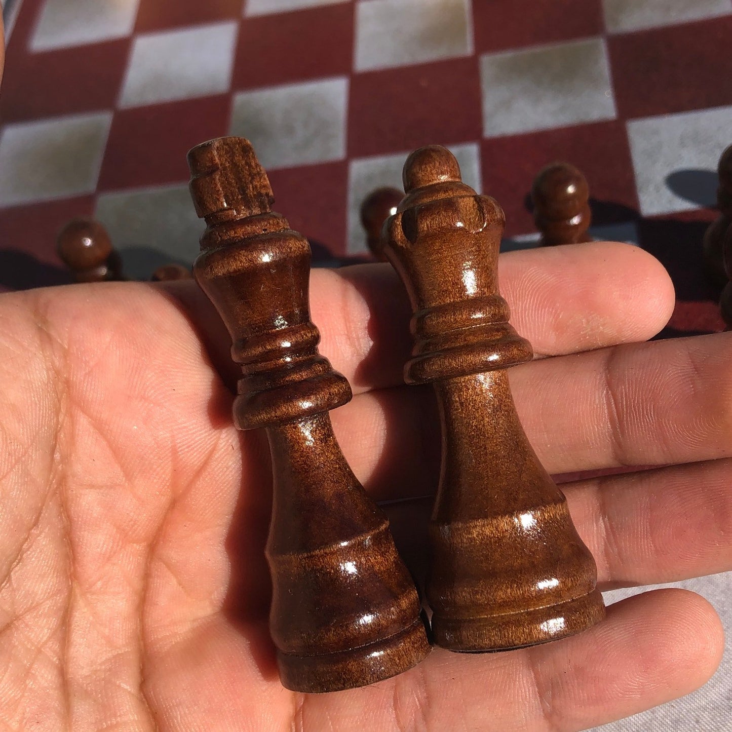 Chess Set - Red Golden Tan