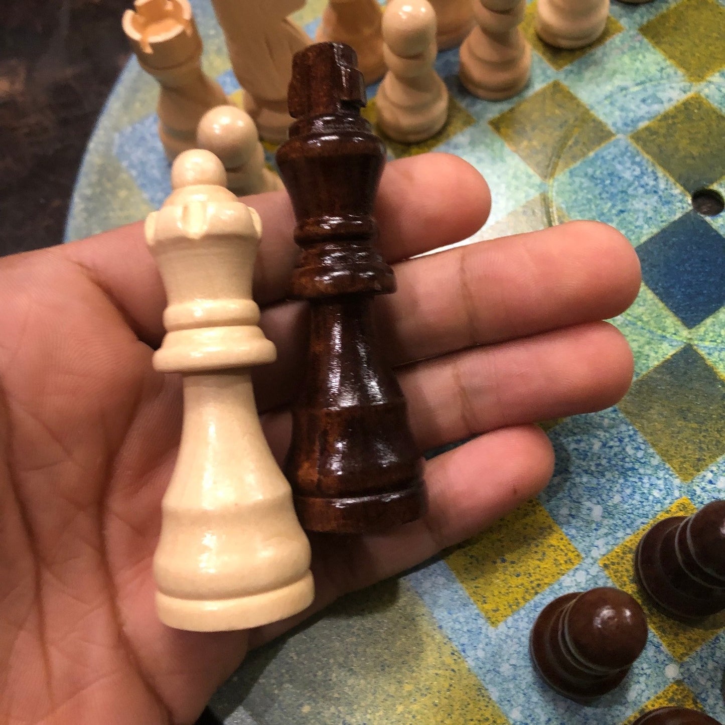 Vinyl Chess Set - Blue Yellow Mist