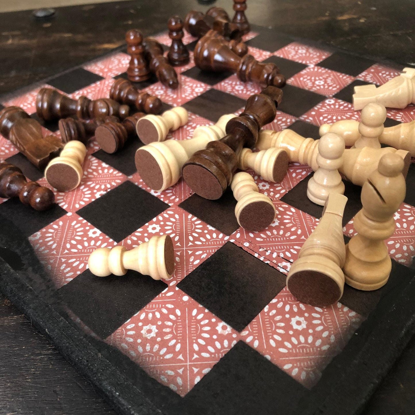 Scrapbook Chess Set - Red Vintage