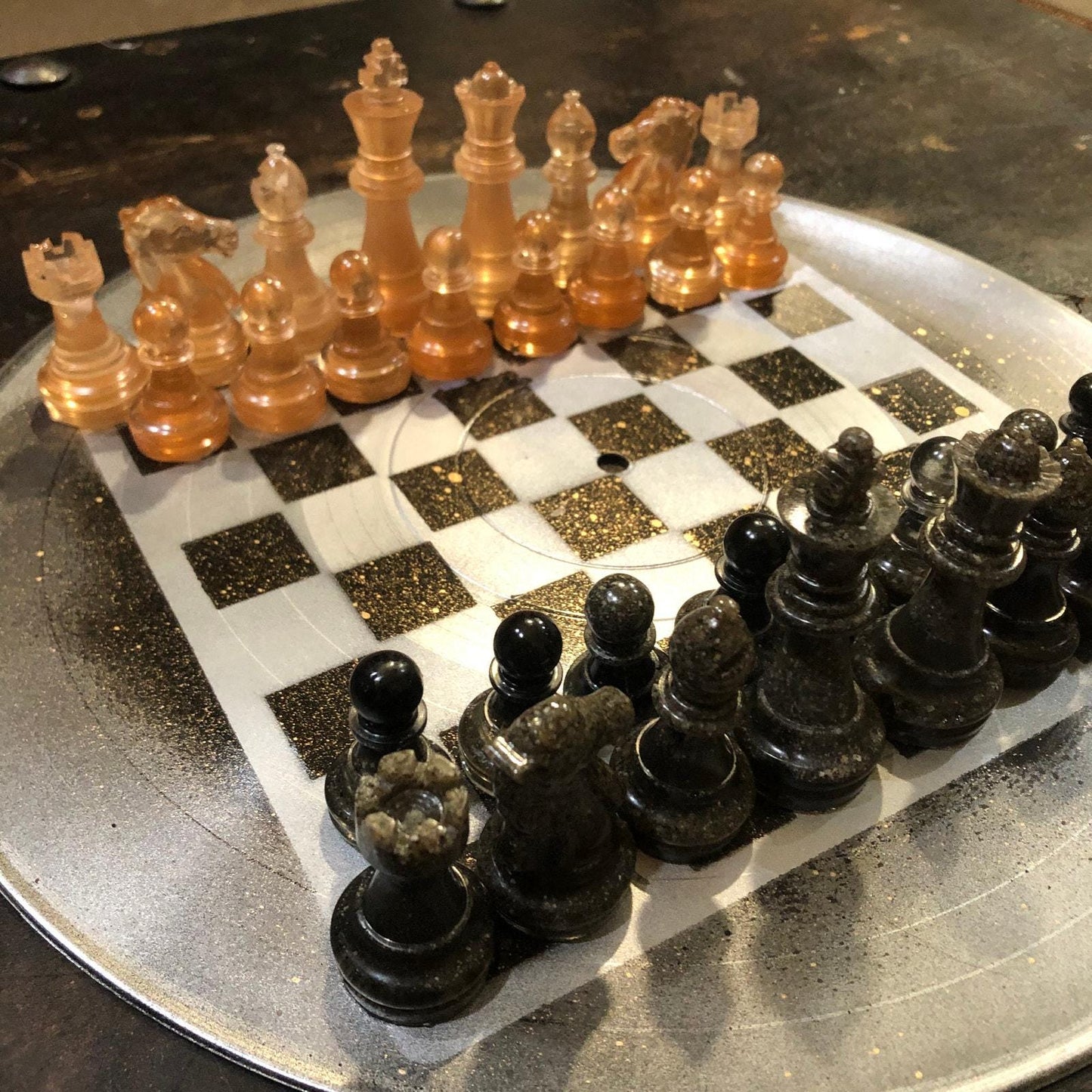 Vinyl Chess Set - Golden Sprinkle (Resin Pieces)