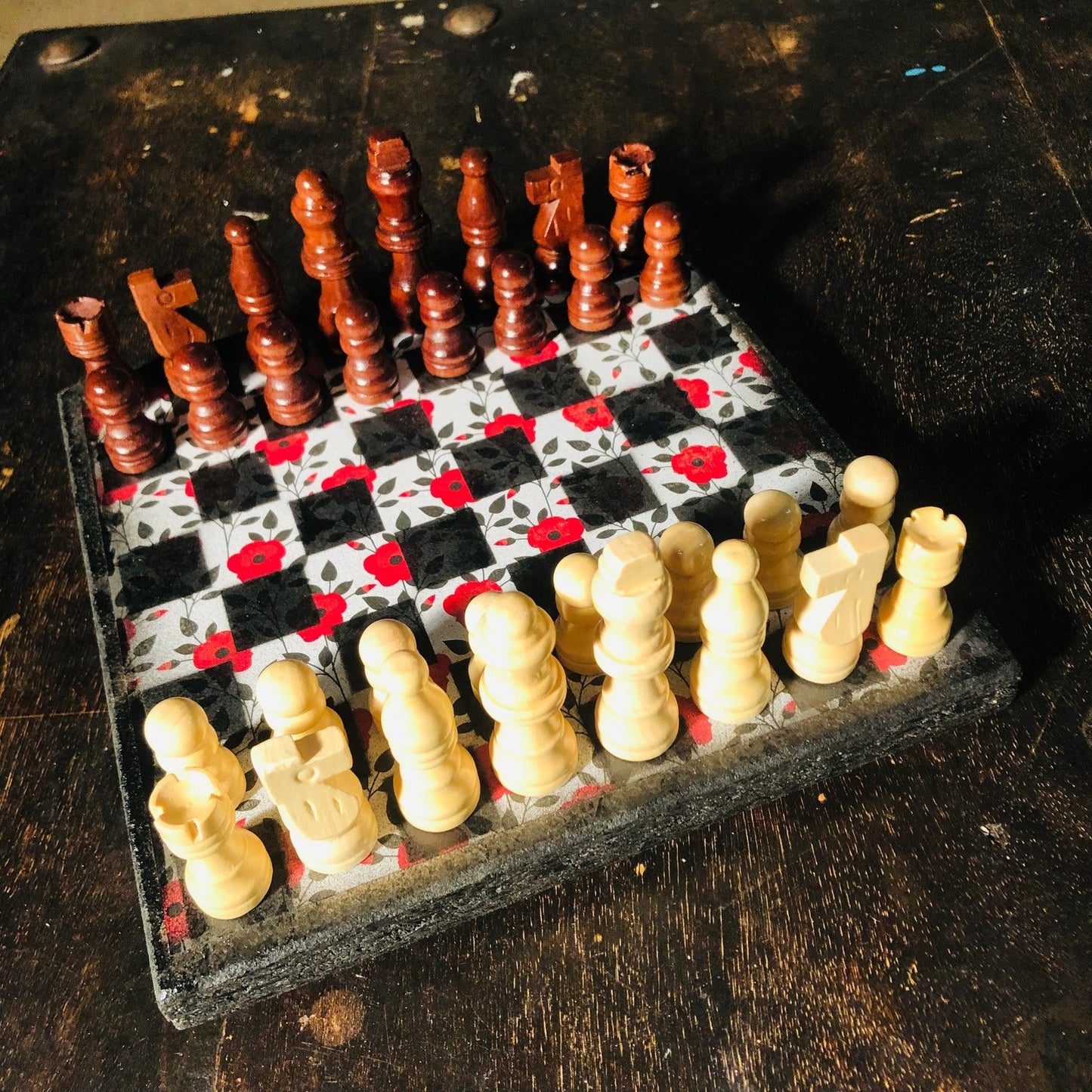 Scrapbook Chess Set - Red Rose