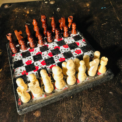 Scrapbook Chess Set - Red Rose