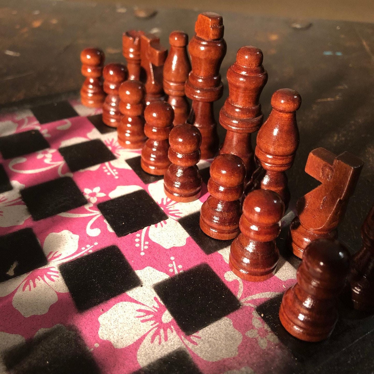 Scrapbook Chess Set - Pink Flower