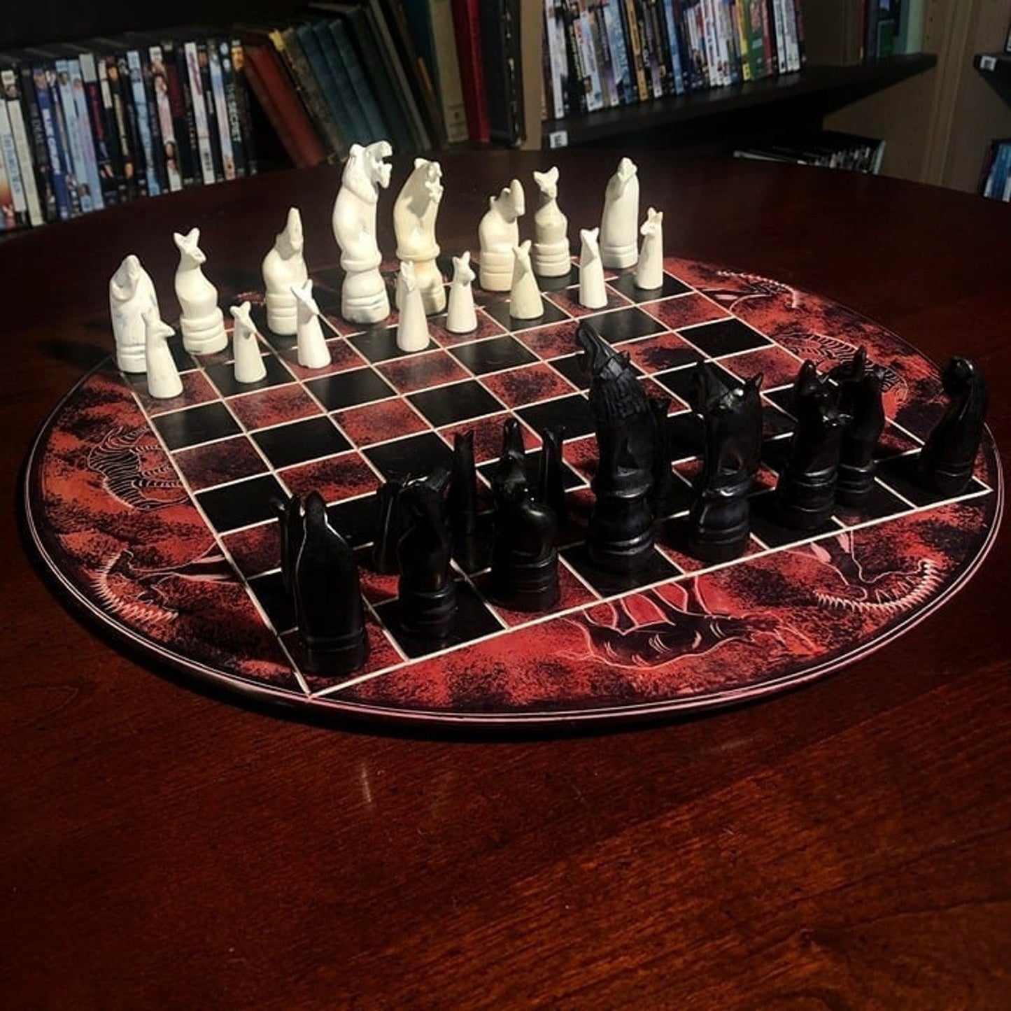 African Vintage Chess Set - Large Burgundy Royal Chess Board