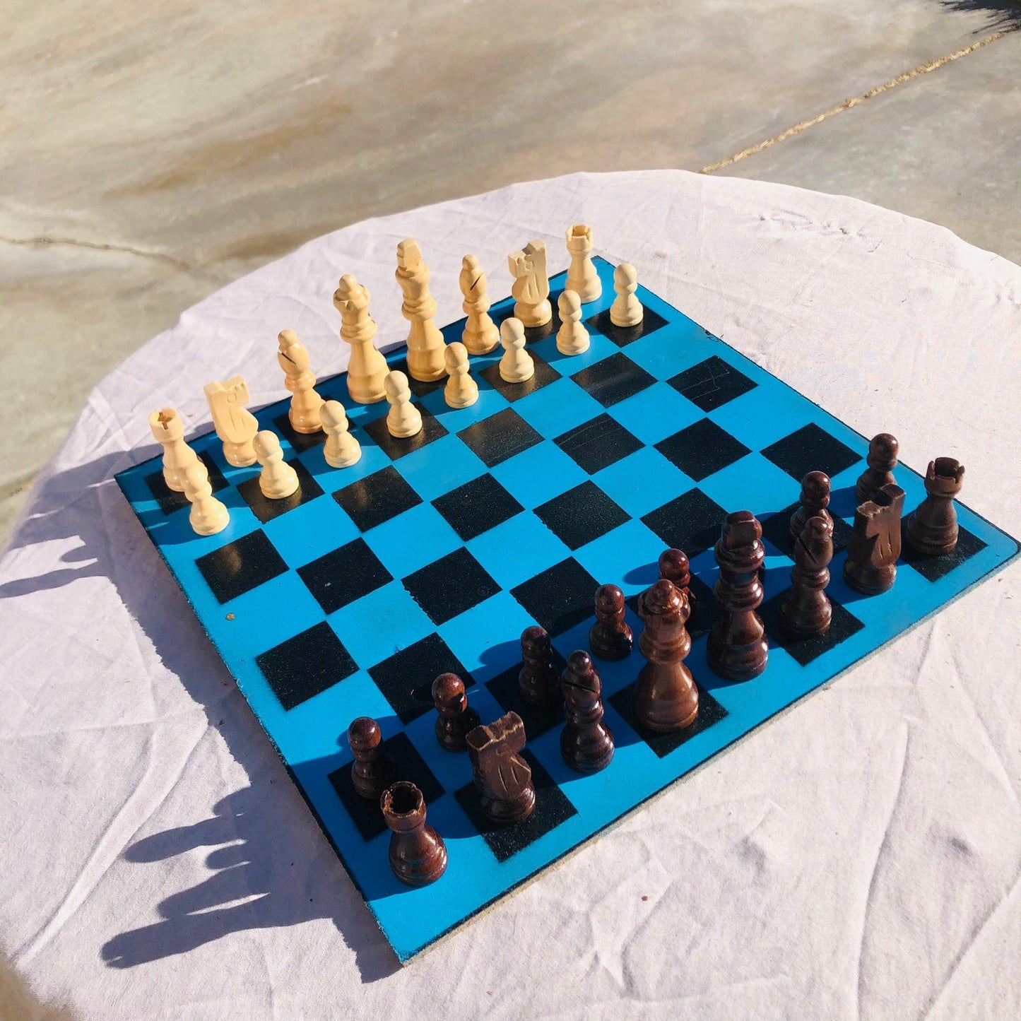 Chess Set - Sky Blue Gold