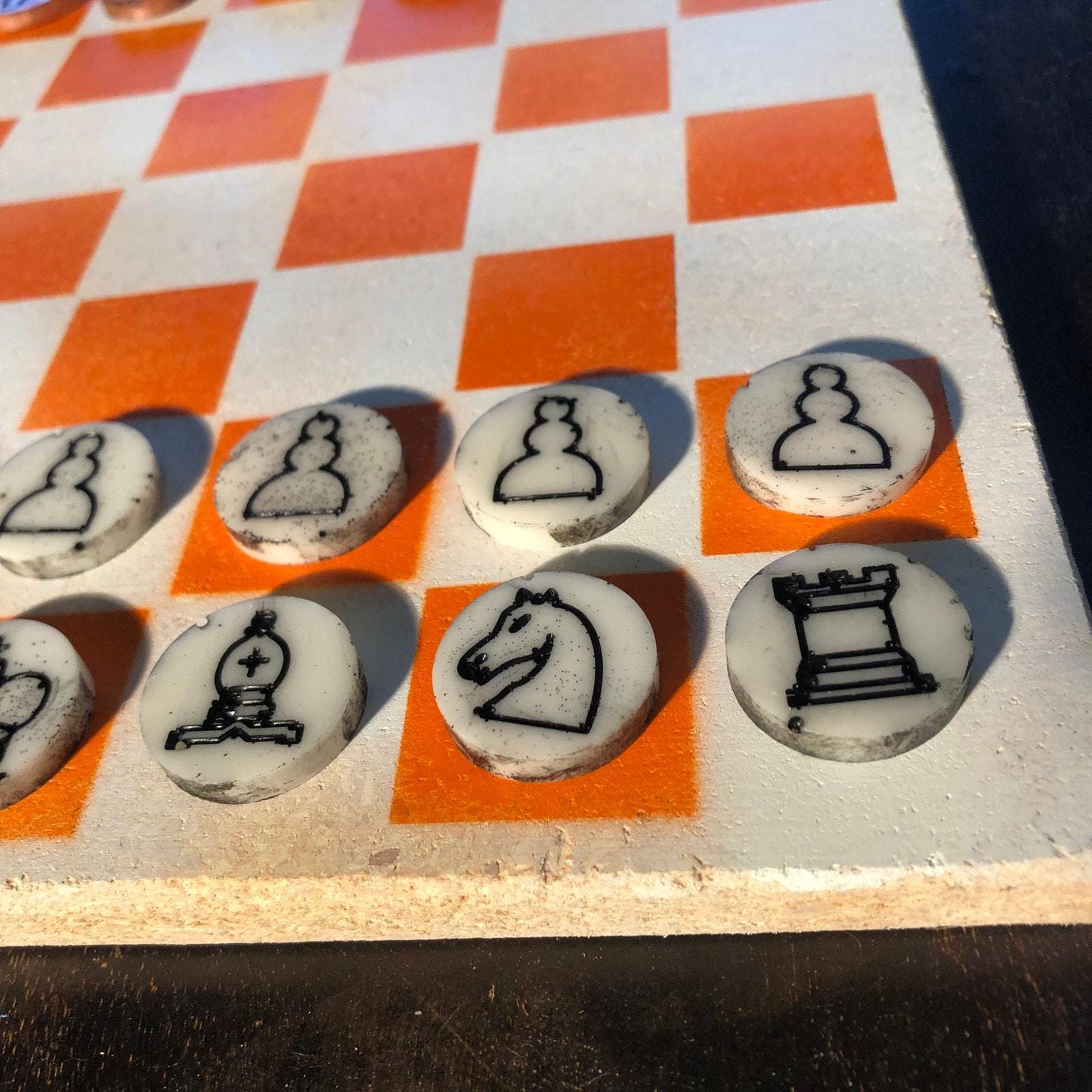 Chess Set - Orange White (Resin Pieces)