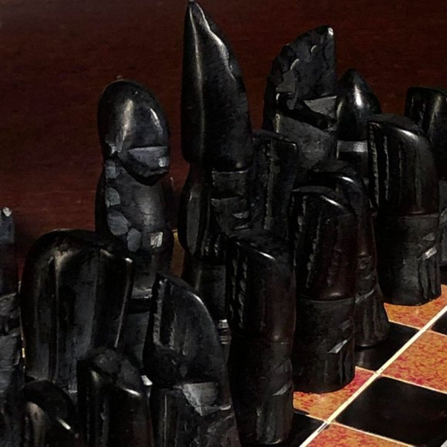 African Vintage Chess Set - Orange Chess Board