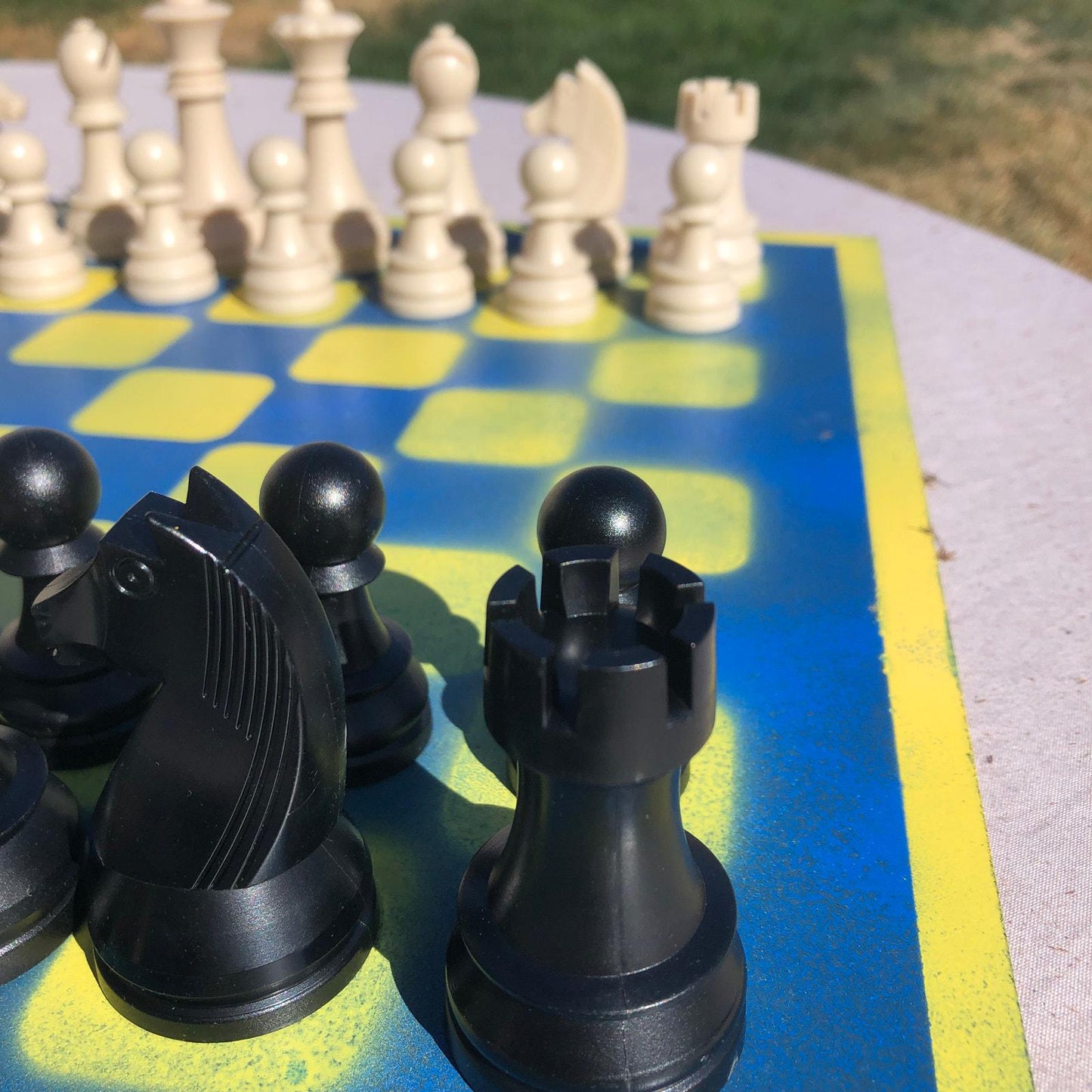 Large Chess Set - Blue & Yellow Pop