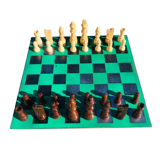 Chess Set - Green Silver