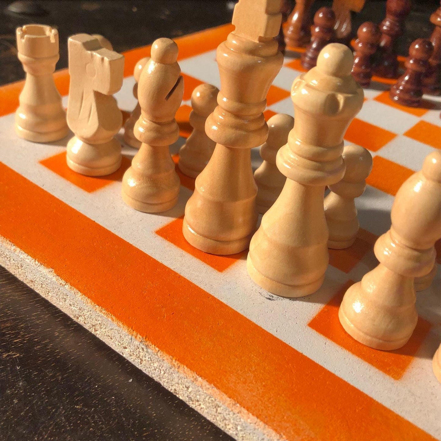 Chess Set - Orange & White (Wood Pieces)