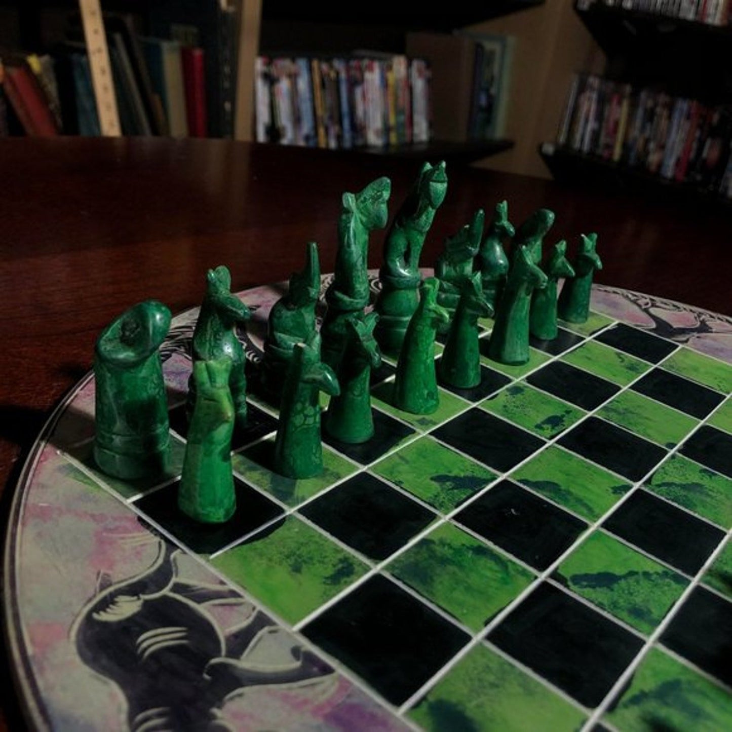 African Vintage Chess Set - Chill Green Chess Board