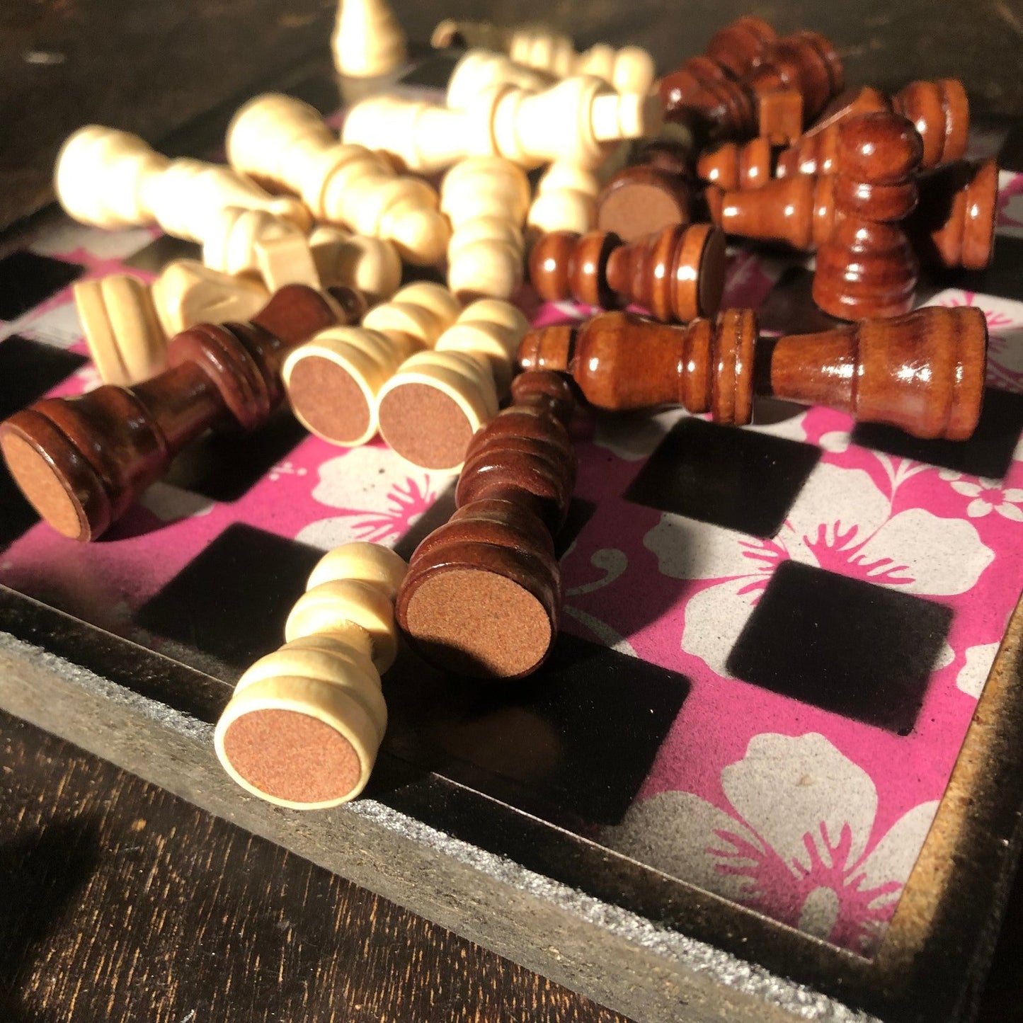 Scrapbook Chess Set - Pink & White Flower