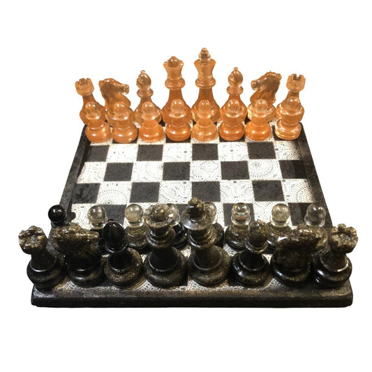 Scrapbook Chess Set - Amber Black