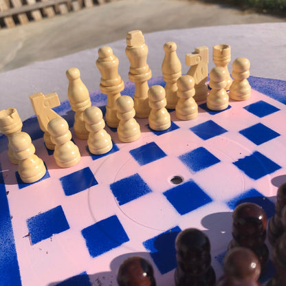 Vinyl Chess Set - Vintage Pink Blue