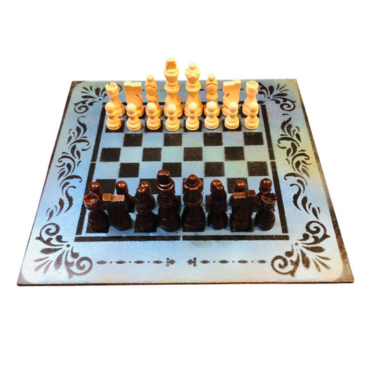 Chess Set - Metallic Blue & Black