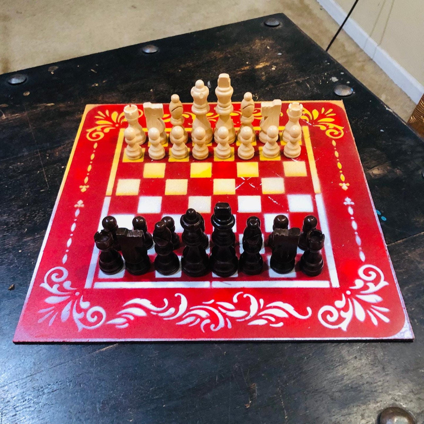 Chess Set - Red White & Yellow