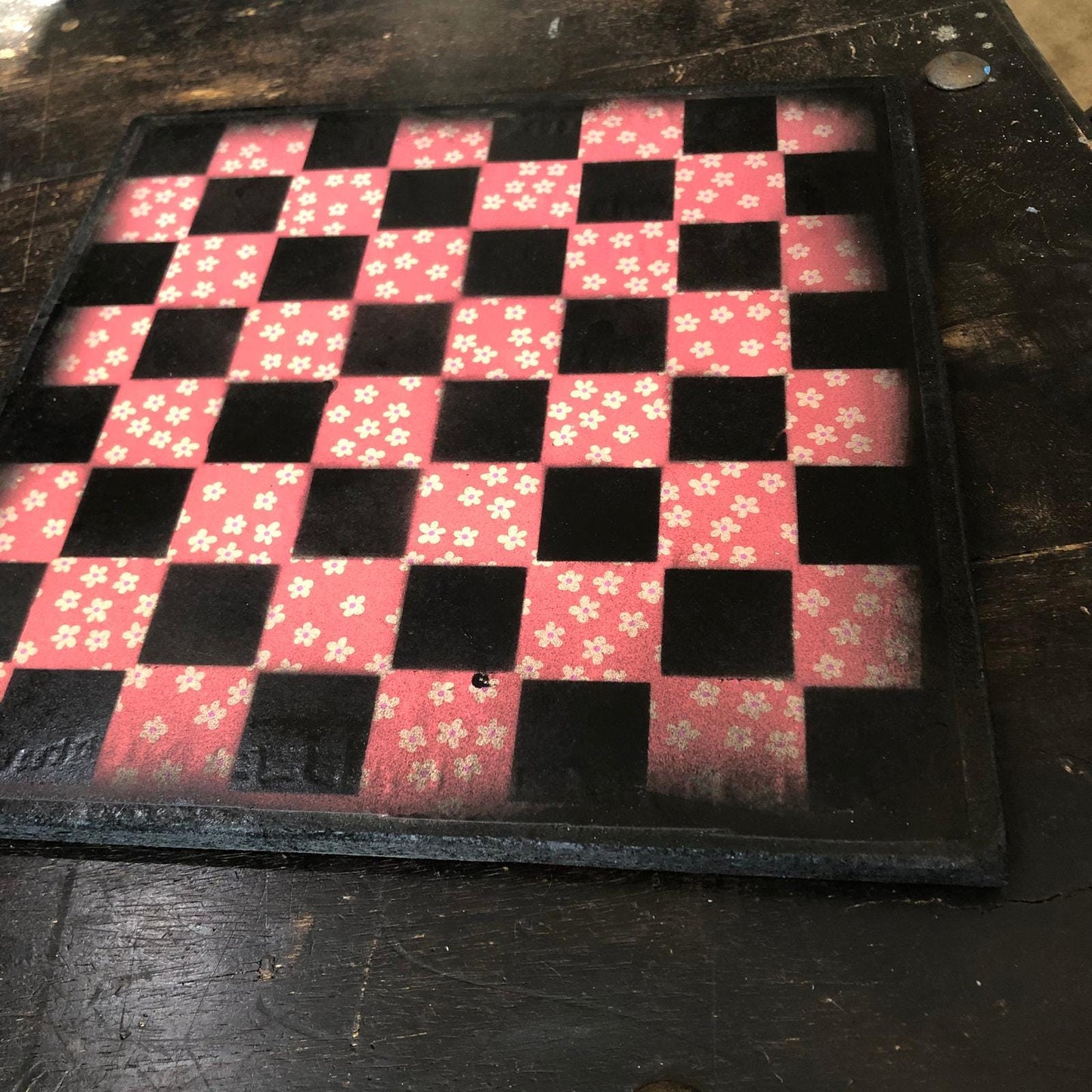 Scrapbook Chess Set - Red Flowers