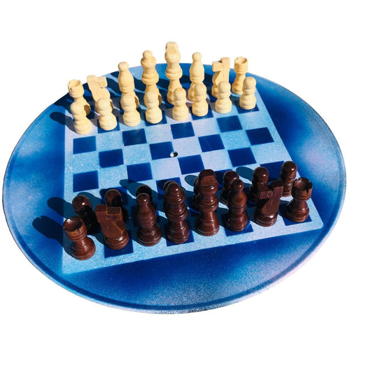 Vinyl Chess Set - Ice Block Blue