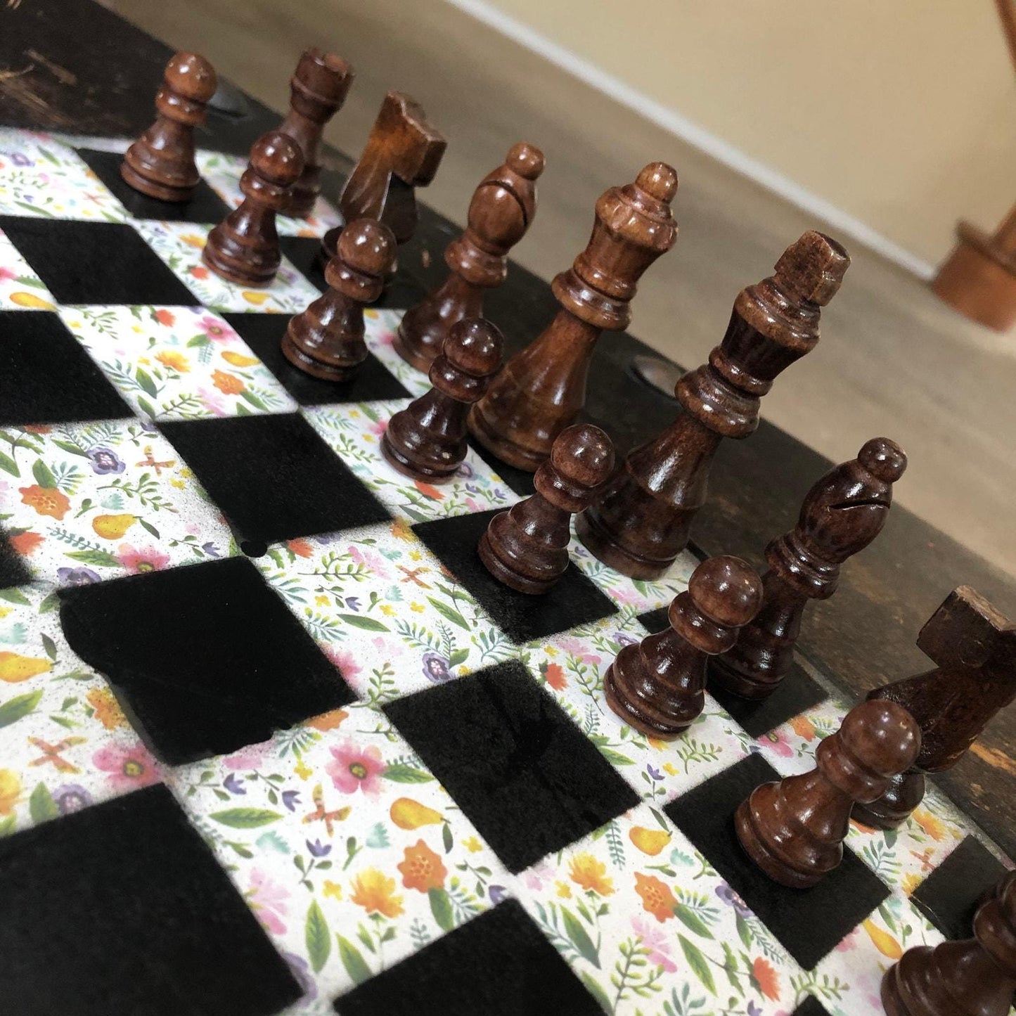 Scrapbook Chess Set - Vintage Flowers