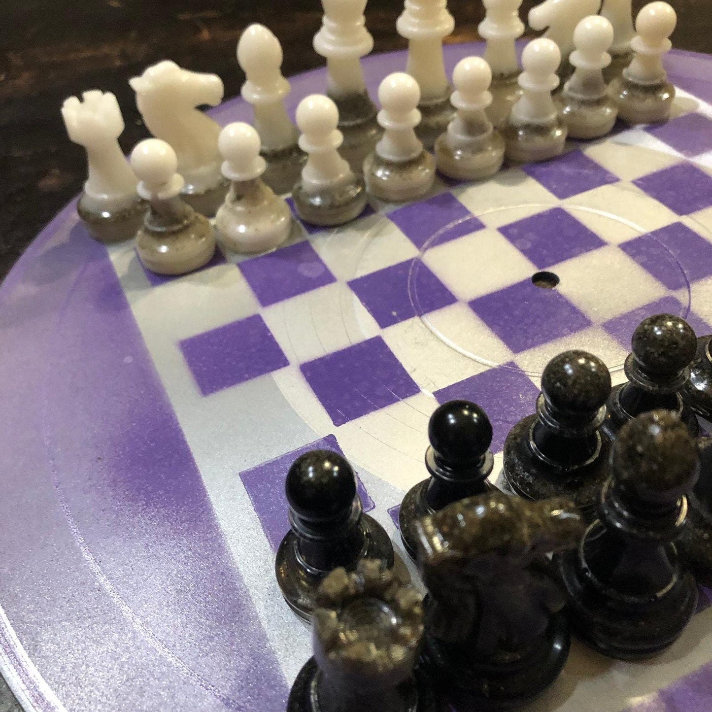 Vinyl Chess Set -Purple Chrome (Resin Pieces)