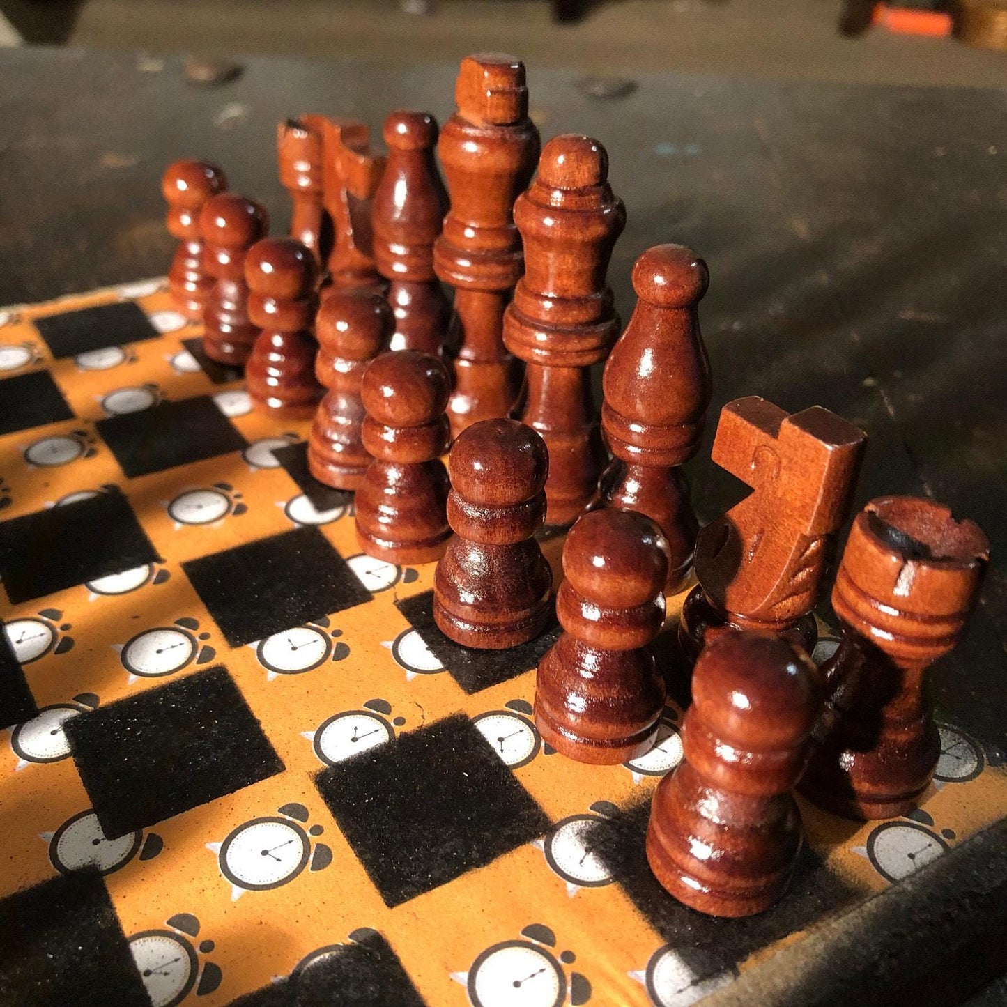 Scrapbook Chess Set - Orange Clock